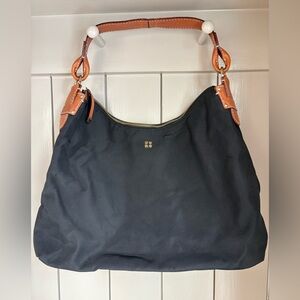 Kate Spade New York Vintage Black Microfiber w Brown leather purse